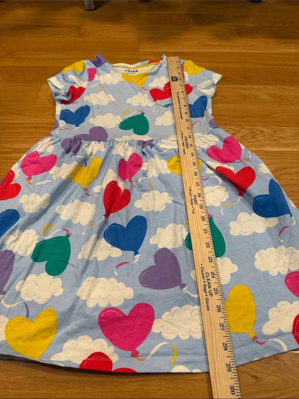 Mini Boden colorful heart balloon short sleeve dress size 11-12Y